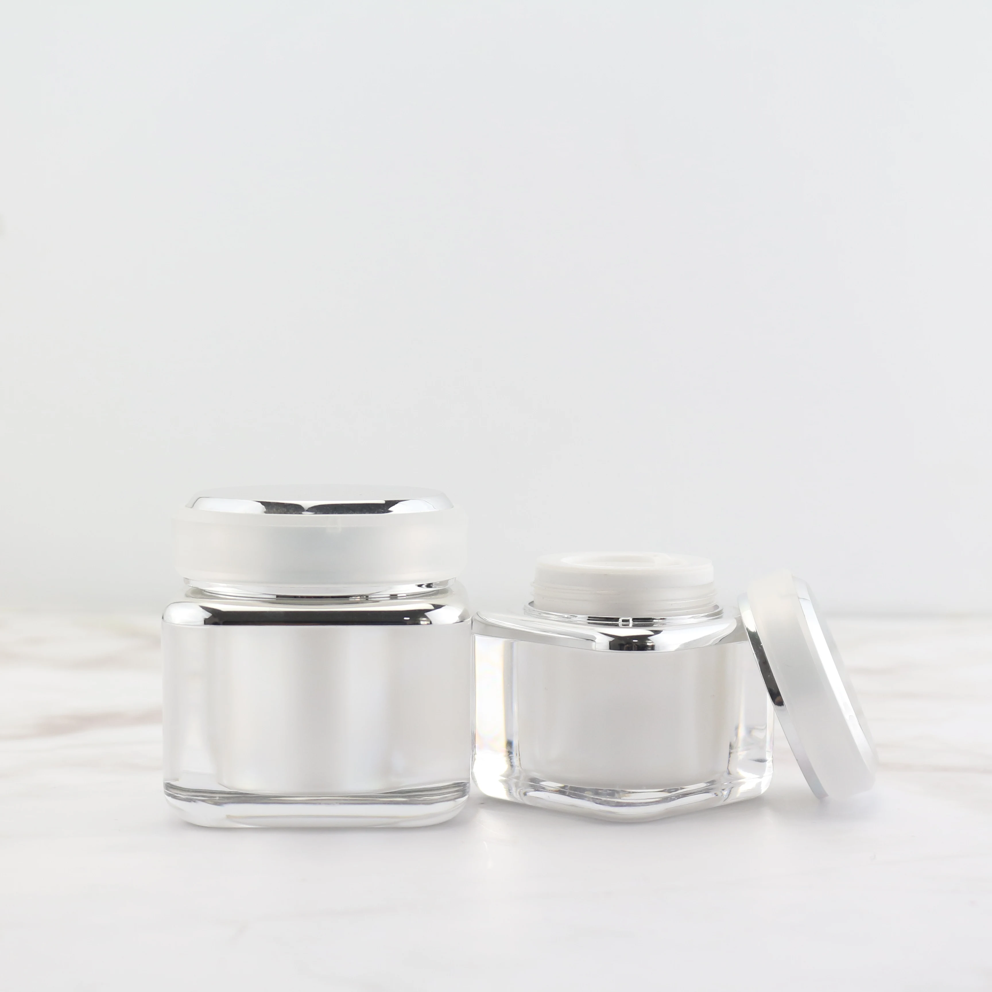 Luxury 30Ml 50Ml Clear Square Eye Face Cream Skincare Acrylic Plastic Jars With Lids