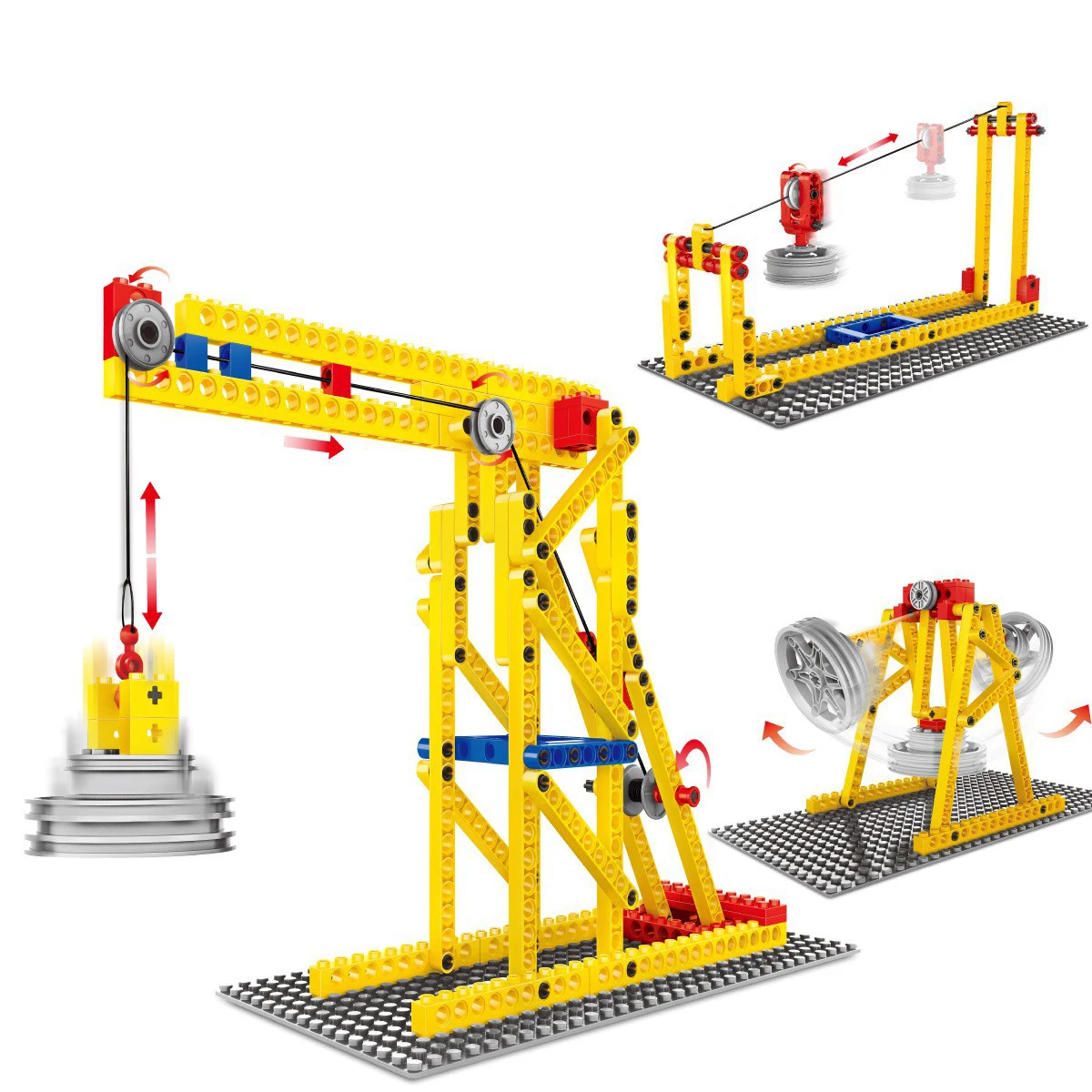 3in1 Series Crane Toy Carousel DIY Model 1:36 Scale Inspired Mechanical Engineering Educational Building Block Set for Students