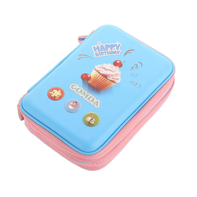 2022 Fashionable Cute Cartoon 3d Stationery Storage Box Large Capacity Three-dimensional Square Waterproof Student Pencil Case