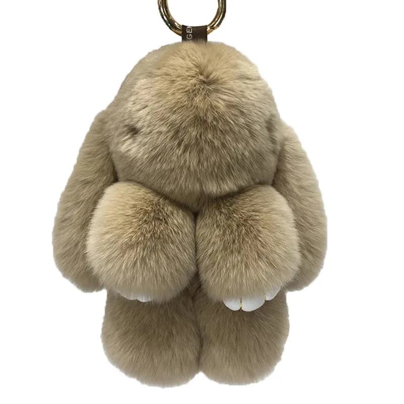 Bunny Rabbit Fur Key Chains Bag Toys Doll Fluffy Pom Pom Keyrings Bunny Keychain