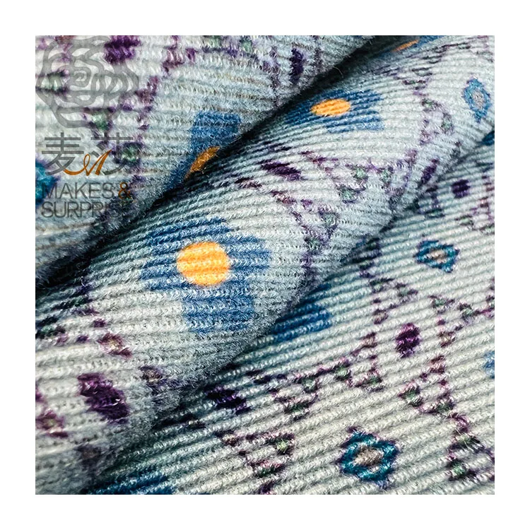 Custom Textile Fabric Printing Cotton Corduroy Fabric Stretch Velvet Corduroy Floral Fabric For Clothes Garment