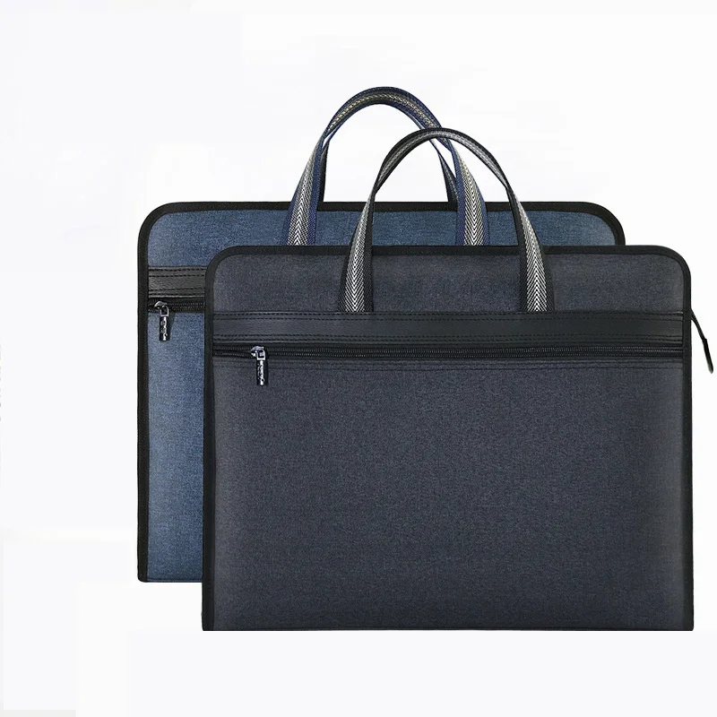 Hot Sale QQgift OEM Custom File Bag Oxford A4 Handheld Information Bag Business Zipper Bag Conference Large Capacity Briefcase