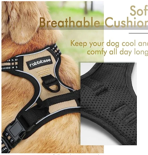 Dog Harness, No-Pull Pet Harness with 2 Leash Clips, Adjustable Soft Padded R Pet Oxford Vest with Easy Control Handle for Dogs