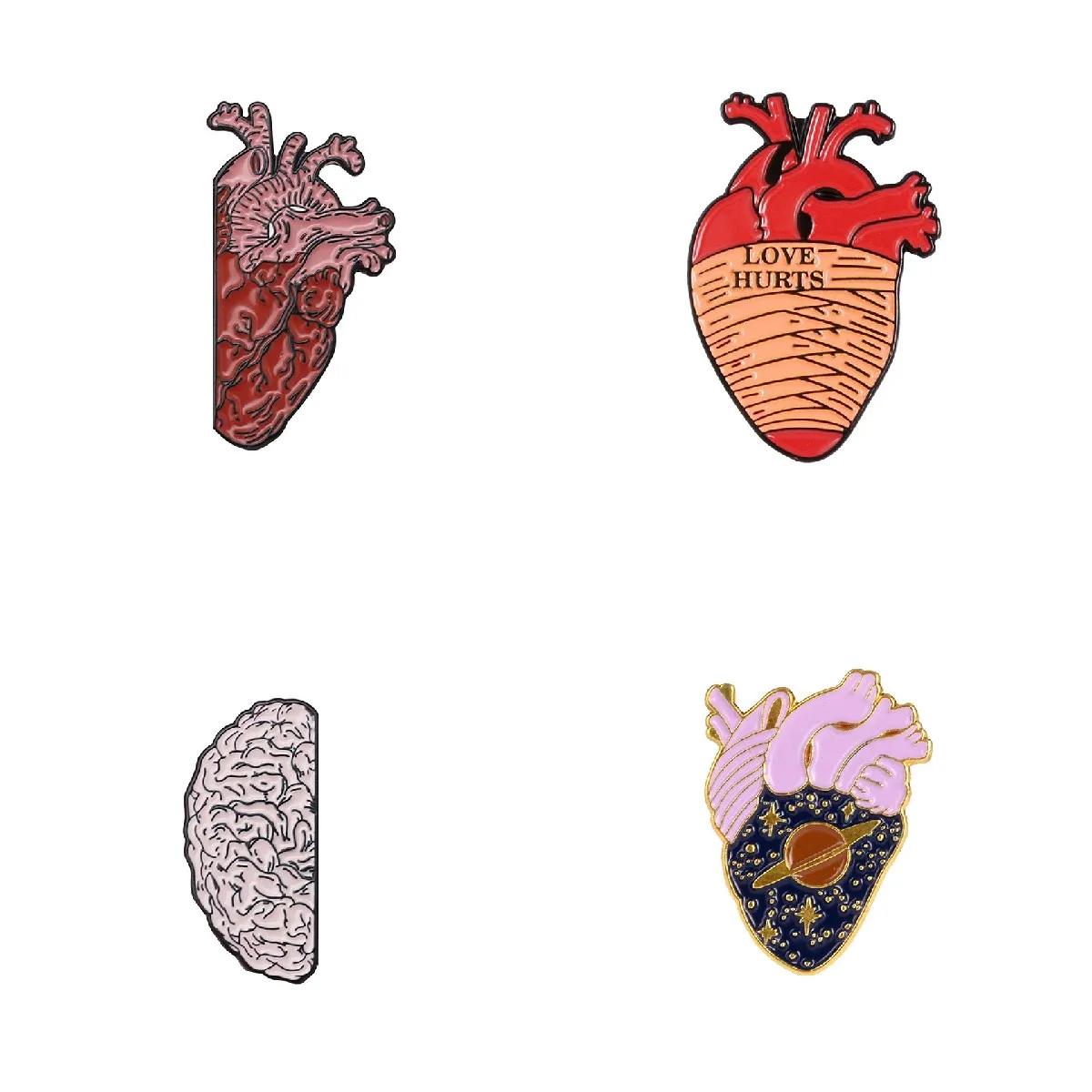 Personalized Creative Heart Organ Brooch Badge Pins Cartoon Cute Enamel Emblem Lapel Pin