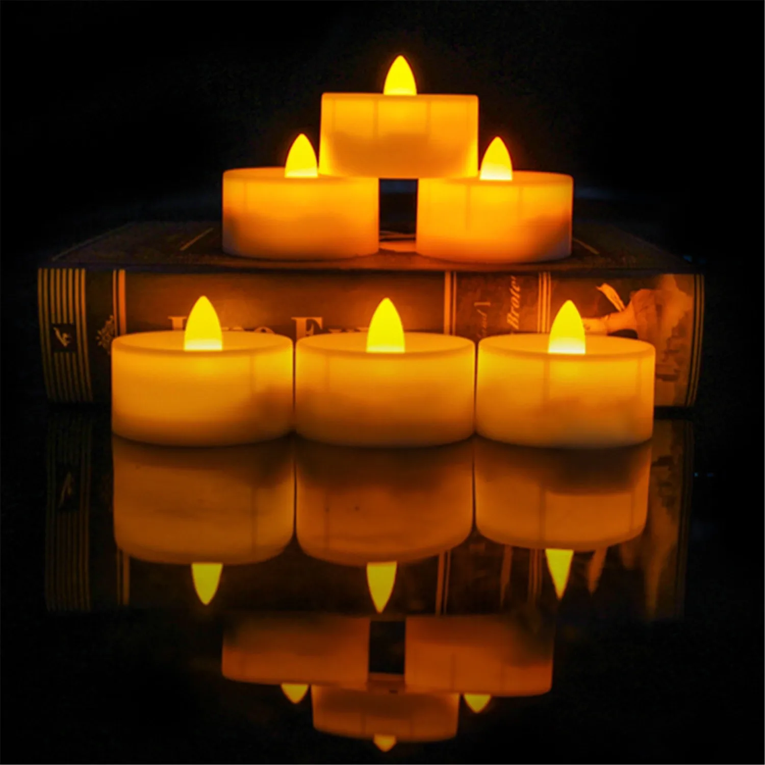 LED Yellow Flickering Flameless Tealight Candles OEM White Candle Tea Lights With Timer For Wedding Birthday Decoration Supplies
