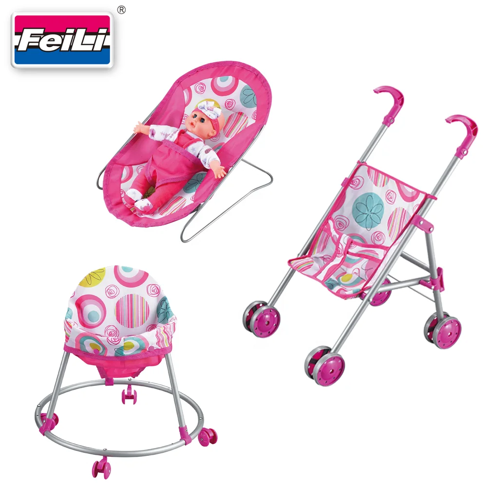 New arrival 2021 4 in 1 baby doll stroller play set for child playing doll accessories set Toy Set For Gifts
