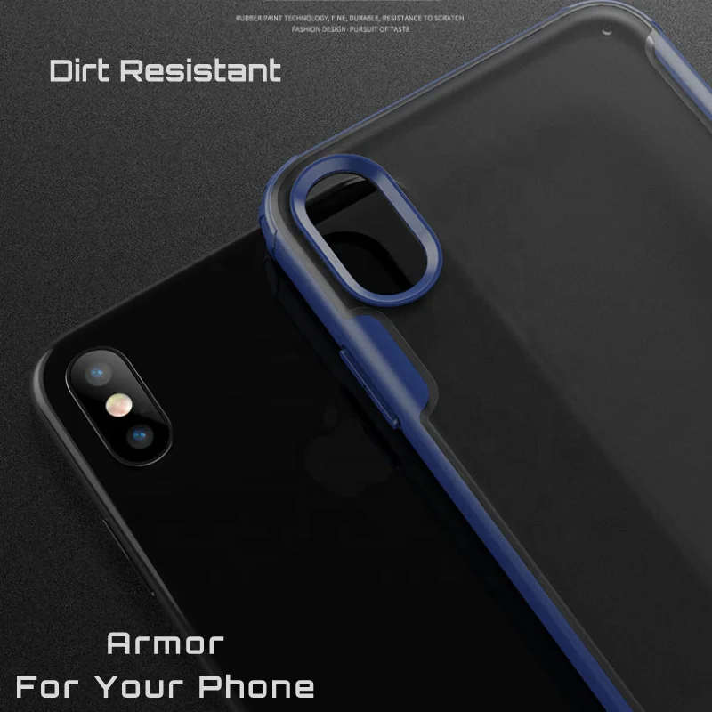 
Matte Acrylic Back Plate TPU Silicone Edge Phone Cover scratch resistant shockproof Phone Case for iphone 