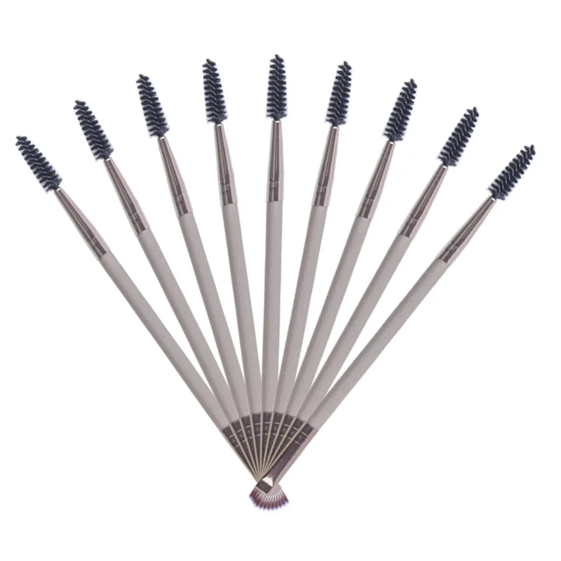 Wholesale Single Makeup Brush with Dual Ended Angled Spoolies Double Sided Wood Brow Eyebrow Brush Accessories