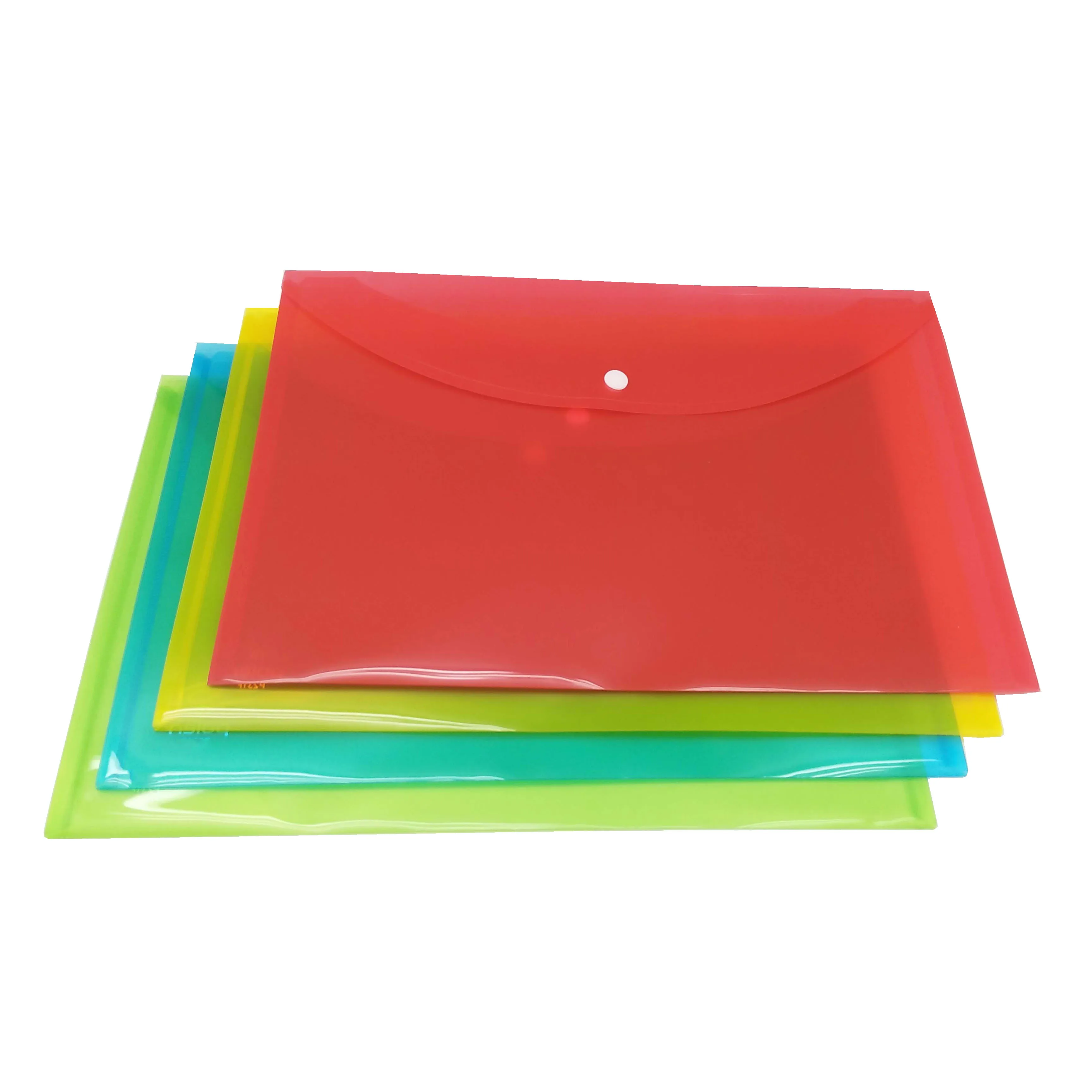 A4 Colorful Semi-Transparent envelope file holder with snap button plastic wallet