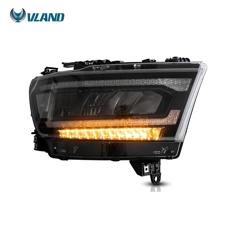 VLAND Factory Full LED Headlights  2019 2020 2021 Car Light Sequential Turn Signal 5th Black Front Head lamp For Dodge Ram 1500