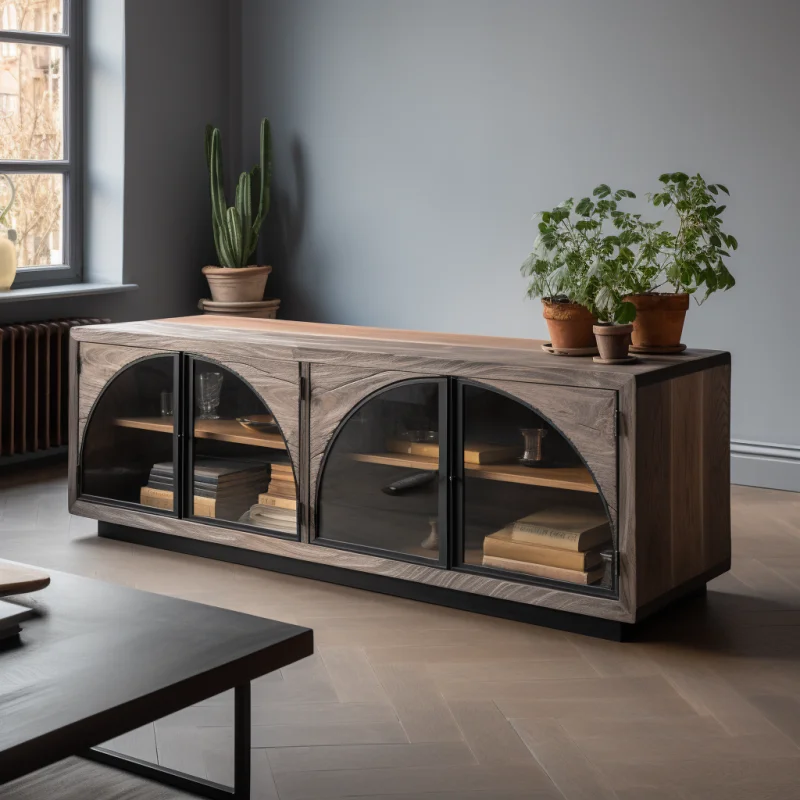 MRS WOODS Luxury Living Room Cabinet Furniture Kitchen Oak Solid Wood Sideboard Cabinet Sets