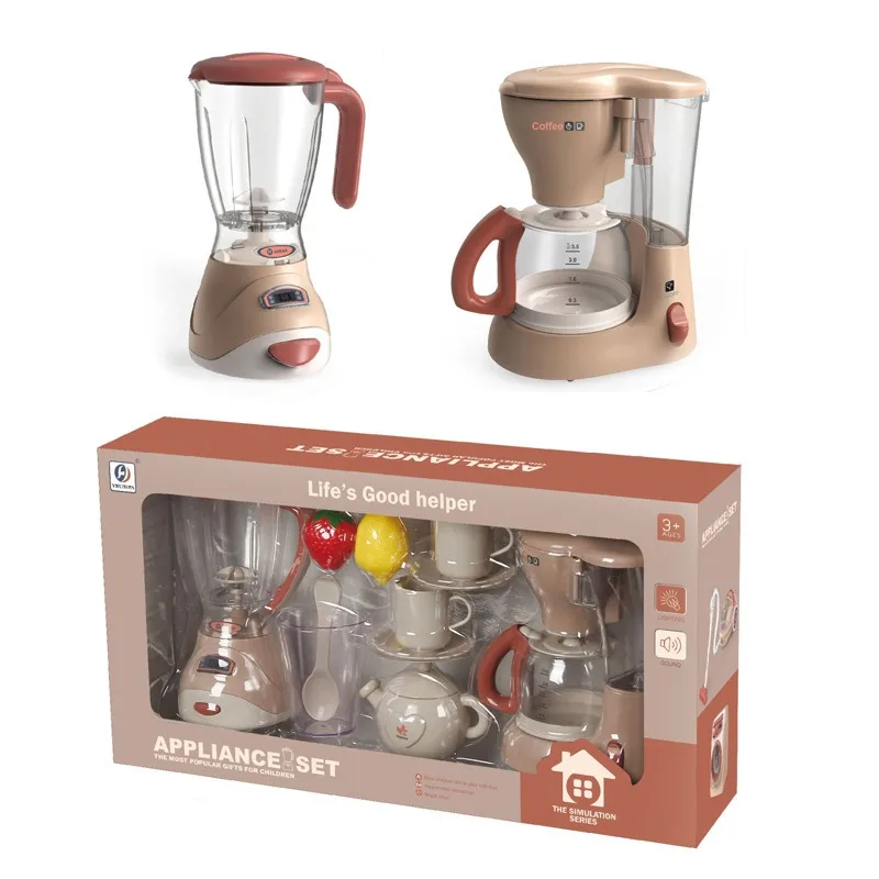 Hot Selling Kids Simulation Juice Blender And Coffee Maker Game Pretend Play Kitchen Toy Role Play Indoor House Toy For Girls