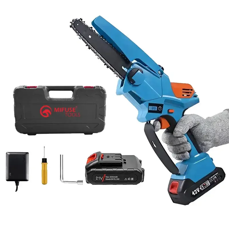 6inch Portable  Light Lithium Chain saw Battery Garden Tool Wood Cutting Mini Electric Chainsaw