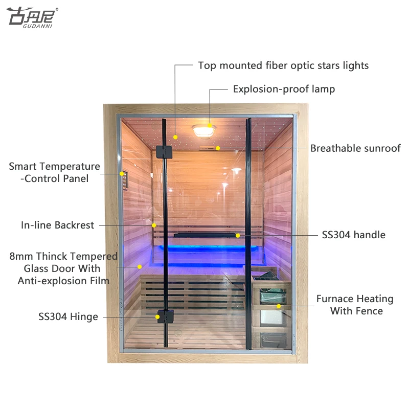 Dry stone stove steam white spruce wood sauna room