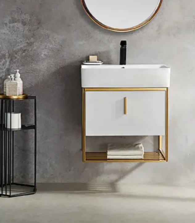 Lavabo in ceramica Piano in ceramica marmo Struttura in acciaio verniciato ceramic basin golden stainless steel frame wall hung