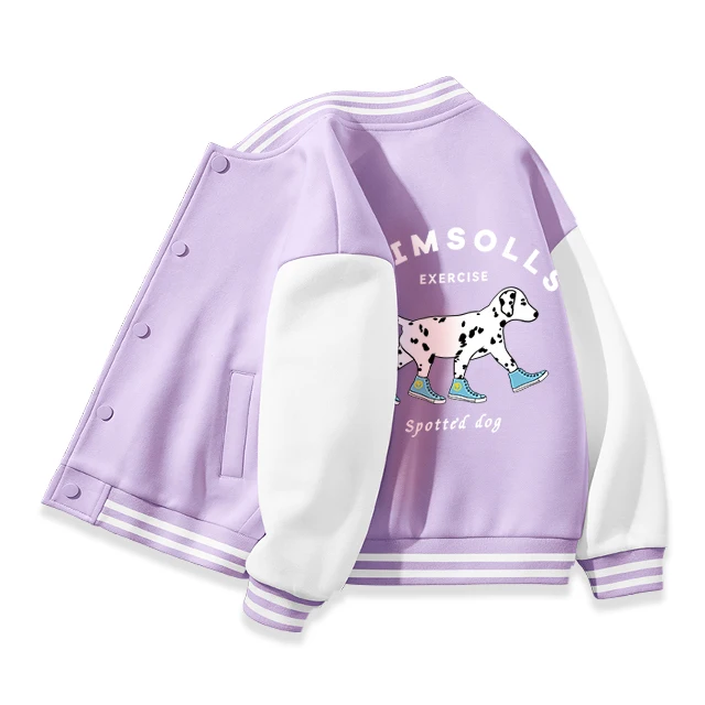 Custom logo Cartoon spotted dog logo printing Outfit Children clothing spring Kids baseball Jacket