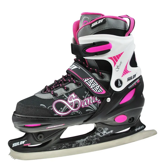 Hot Selling Winter Sports Girls Ice Skates Inline Skating 2 in 1 Adjustable Children Skates with Interchangeable Chassis