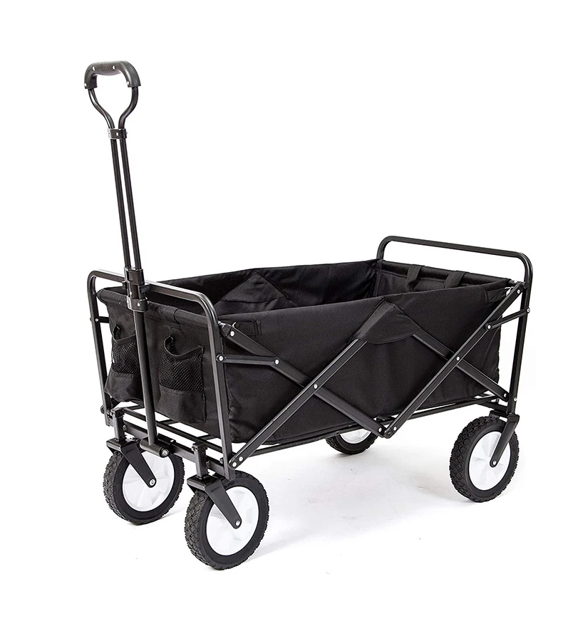 Camping Foldable Garden Trolly 80kg Folding Wagon Cart Wholesale Outdoor Beach with 4 Wheels Folding Comping Trolley Carton Box