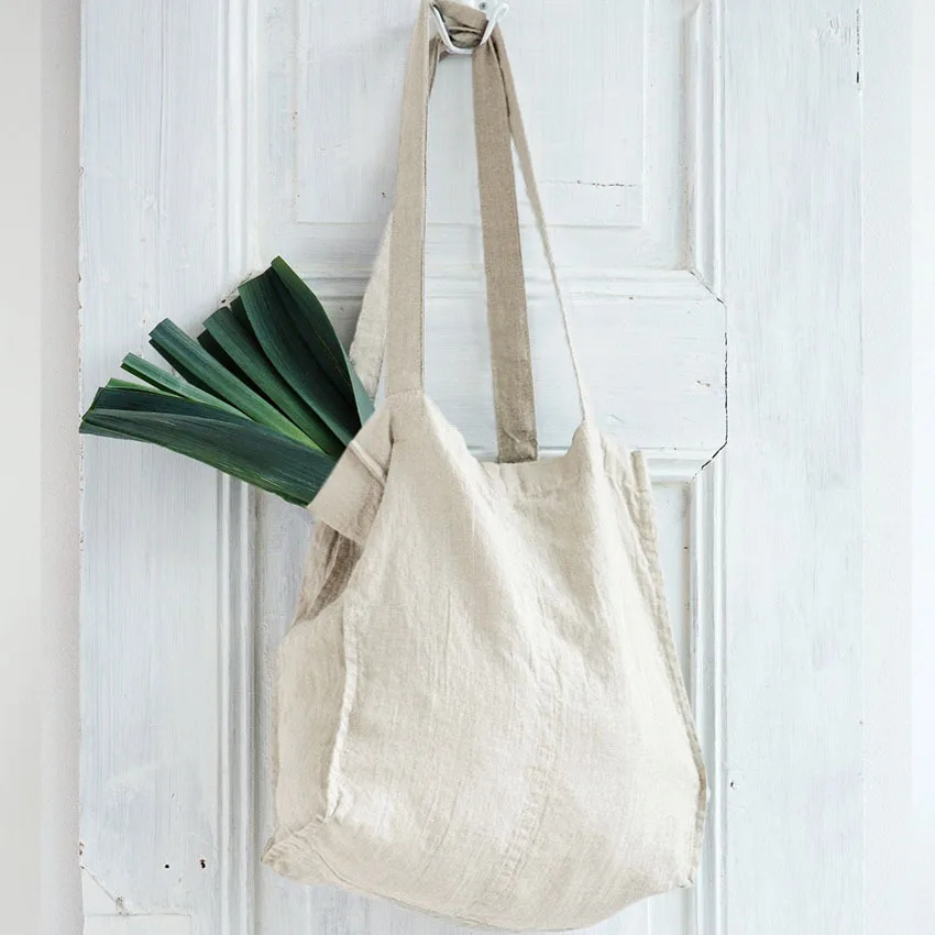 Hot Sale Eco Large Capacity Simplicity Shopping Pure Color Cotton Linen Tote Bag