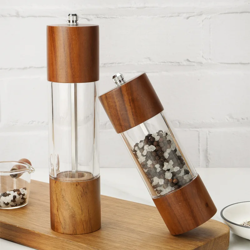 Acacia pepper black peppercorn grinder manual salt grinder stainless steel seasoning grinding bottle