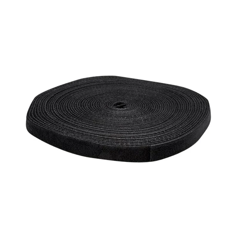 Black reusable hook and loop rolls cable ties wrap