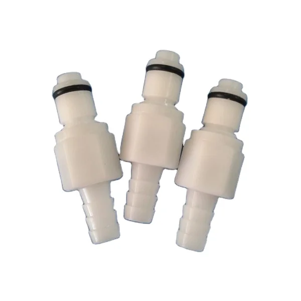 Economic version big flow Plastic Quick coupling with shut-off function hose barb connector male valved connection tube fitting