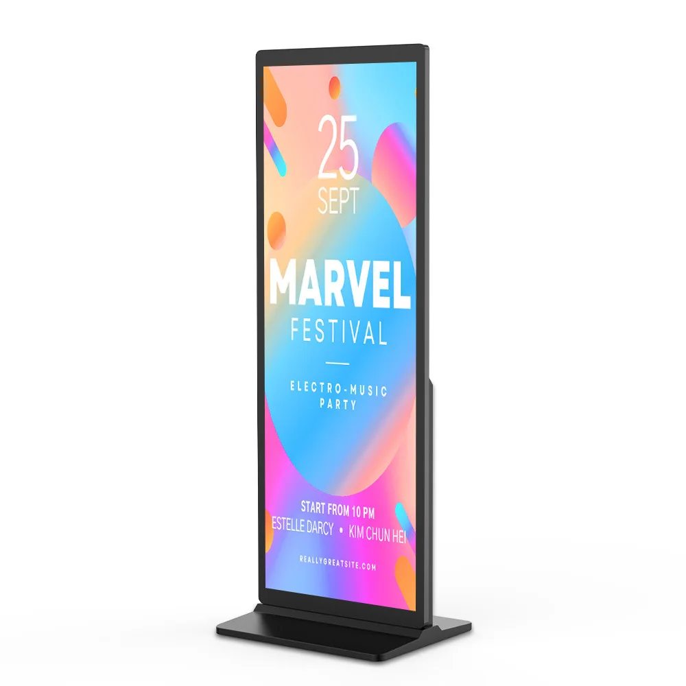 Full Screen Advertising Monitor Floor Standing 50/55/65/75 Inch Android Vertical LCD Display Stand for Indoor Use