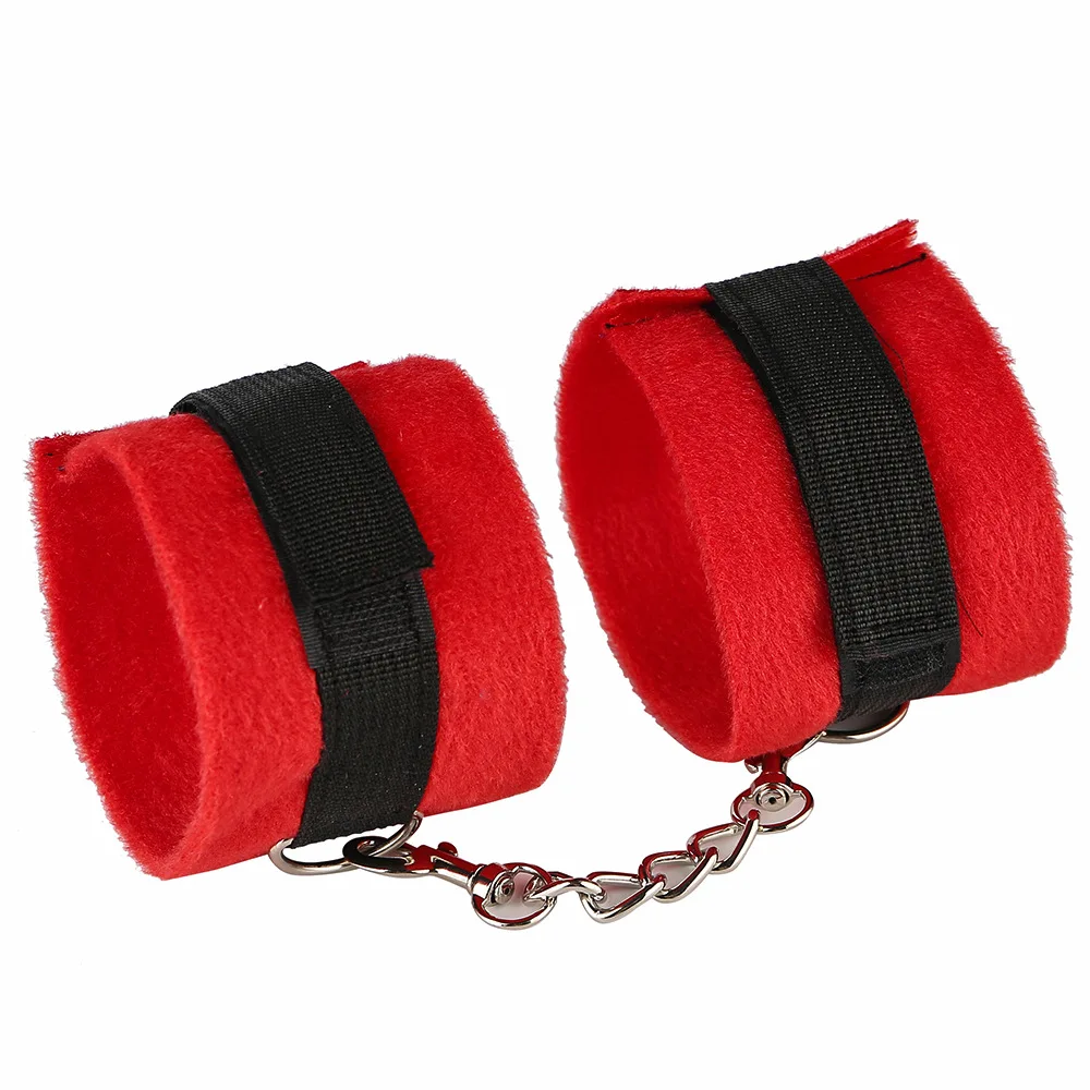 Ninghao Cheap Price Bed Bondage Couples Red Plush Bondage Kits For Leg Ankle And Wrist Male Bondage Set Fertish Sex Toys
