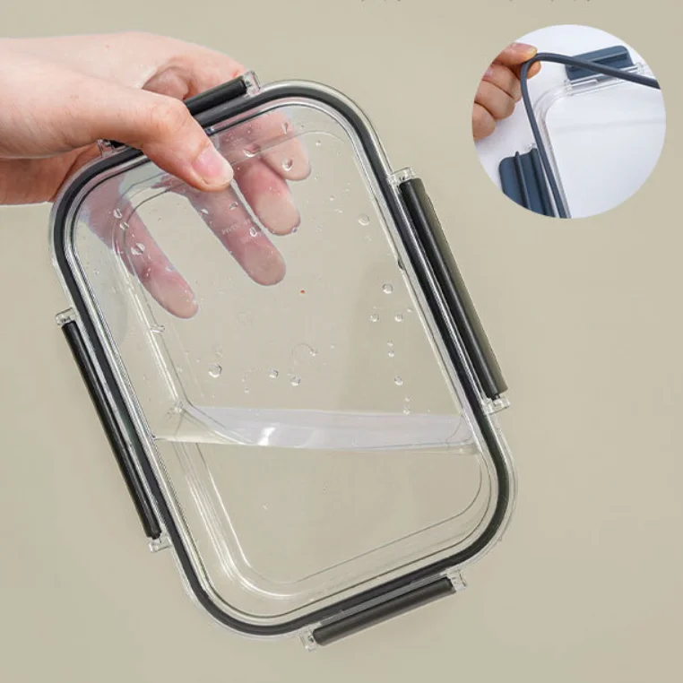 Household 2 Grids Refrigerator Transparent Airtight Fruits Vegetable Freshness Plastic Food Container For Food