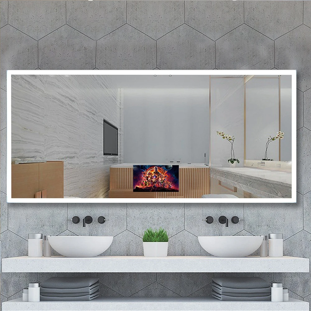 Bathroom Smart Mirror Factory Price Customized Size illuminated TV Mirror