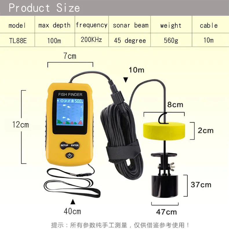 Fast Packing sonar sensor Fish Finder 100m Portable Deeper Underwater transducer For Fishing