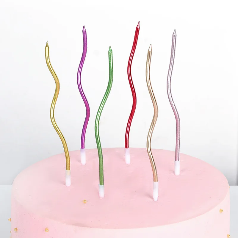 Simple Birthday baking crafts Candle curves Metallic colored candles Wedding Birthday party Candle cake decoration