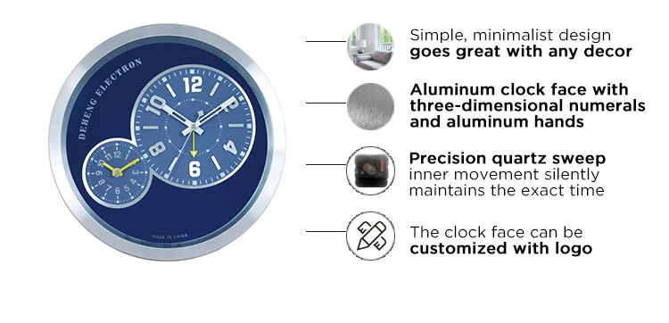 14 inch multi-function watch shape  Metal  wall clock for  home decoration