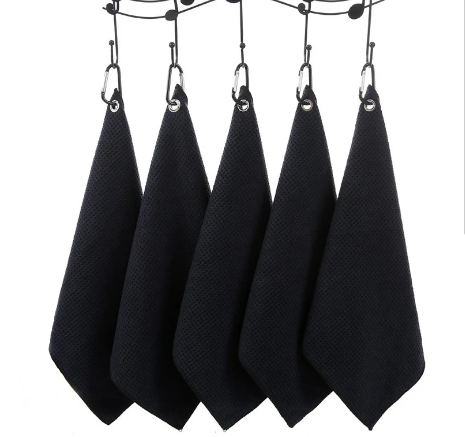 Handy Picks Microfiber Training Gym Towel Custom Waffle Pattern Small Golf Towel With Carabiner Clip