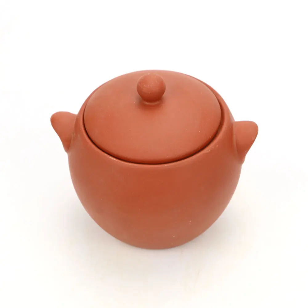 High temperature terracotta clay soup pot with lid for food