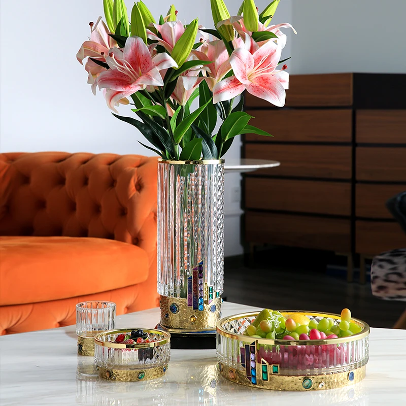 SANLOREN wholesale home decoration modern luxury creative decorative enamel Happy Time small glass crystal tabletop desk vase