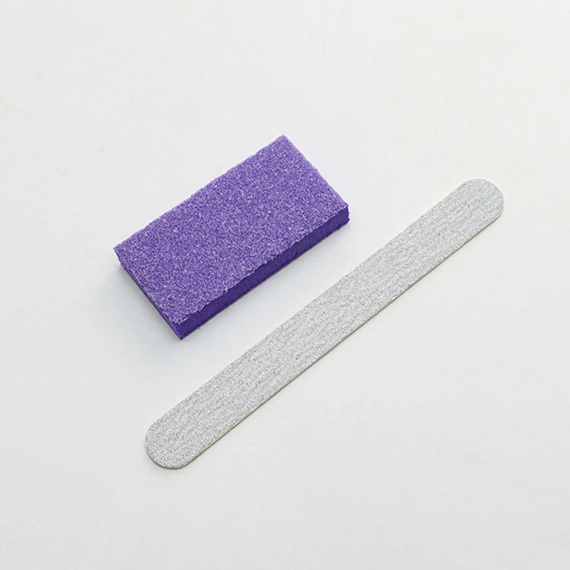 Manicure Pedicure Tool Kit Purple Nail Buffer with Cuticle Pusher Wood Stick Remove Cleaning Nail File And Nail Buffer Set