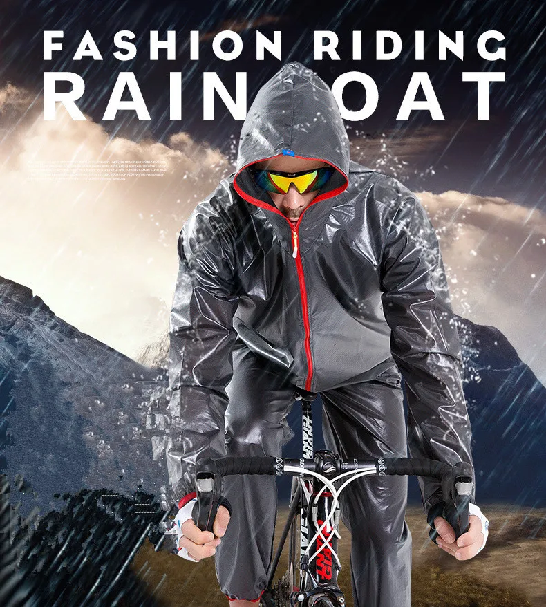 Fashion convenient portable light transparent raincoat for outdoor riding bike raincoat waterproof