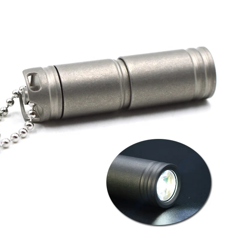 Custom 0.8W Polished Surface Ultralight Outdoor Mini USB Titanium Alloy Flashlight  for camping