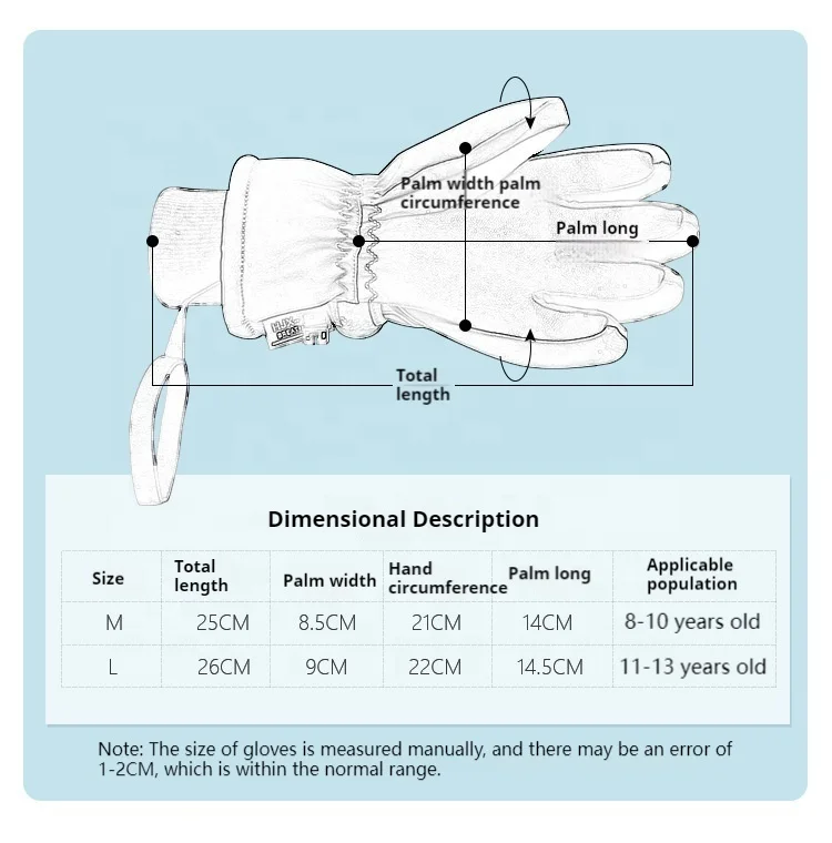 Custom High Density Durable Anti-slip Winter Ski Gloves For Children