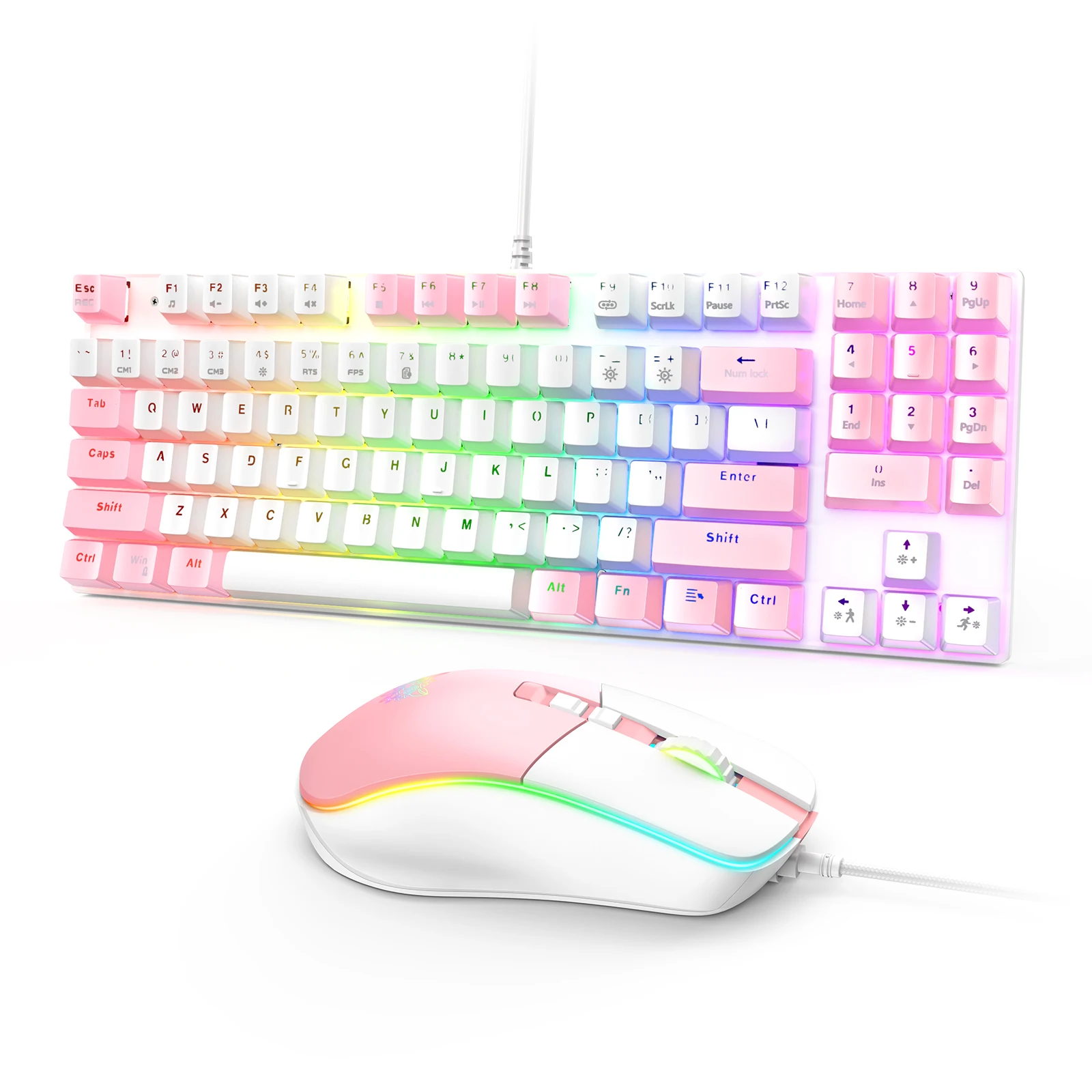 Onikuma rgb led клавир souris Проводной Розовый геймер офисные gaming keyboard клавишной панелью и коврик для мыши