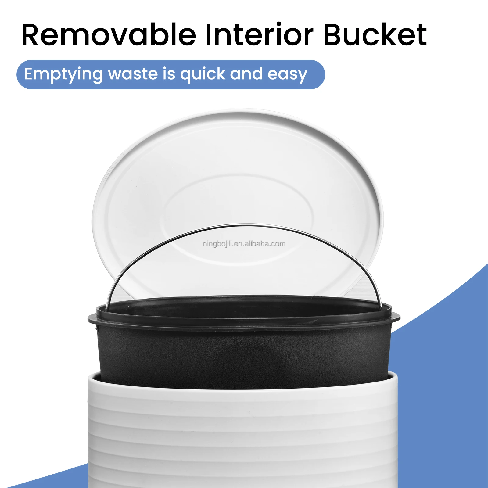 JILI 12L Easy to Install Spraying White Trash Can Fully Enclosed Design 24 Hour Odor Isolation Dustbin for Home Office Kitchen