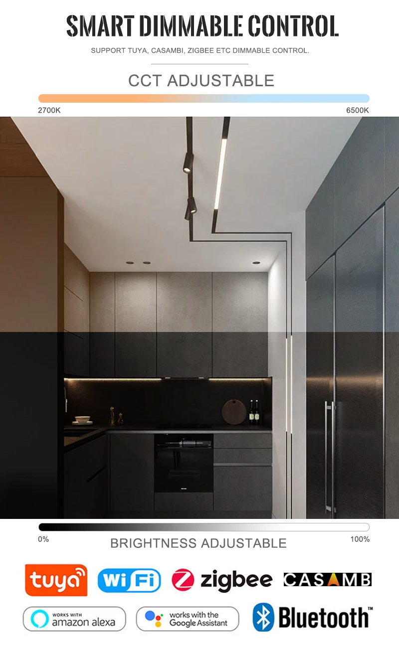 Ultra Thin Smart Recessed Rail Magnet Wireless Tuya Ziggbe 10w 20w 24v 48v Linear System Dali Led Magnetic Track Light