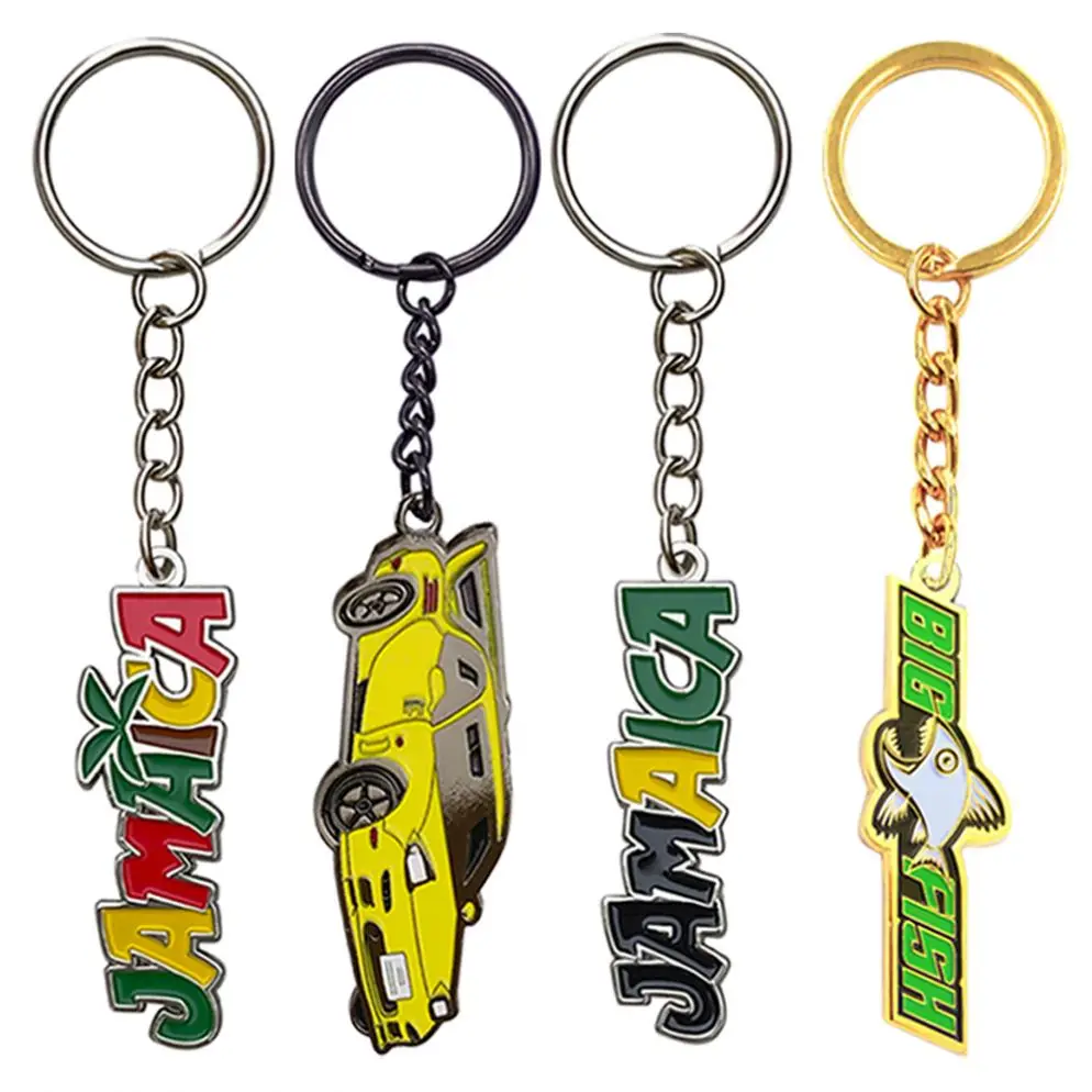 Make Your Own Logo Zinc Alloy Key Ring Enamel Keychain Custom Metal Keychains Letter Logo Engraved Keyring Personalizad