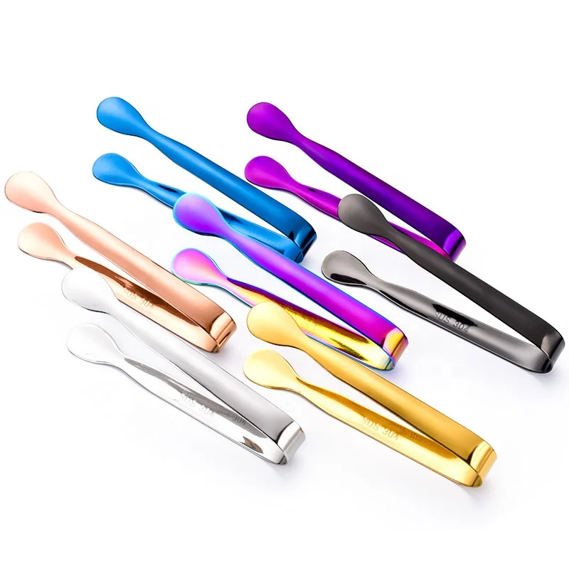 Wholesale Kitchen Accessories Stainless Steel Ice Cube Clip Bread Food BBQ Tong Barbecue Clip Ice tongs