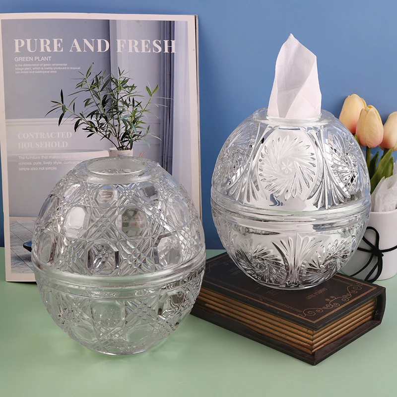 French vintage relief glass tissue box aromatherapy cup candle cup jewelry storage box glass vase