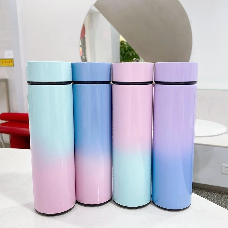 OEM ODM logo double wall  smart thermos sublimation blanks water bottle insulated vacuum flask with led temperature display
