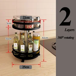 Kitchenware Rack Rotating Multifunctional Spice Rack Bathroom Make up organizer Shelf Stainless Steel Storage Rack