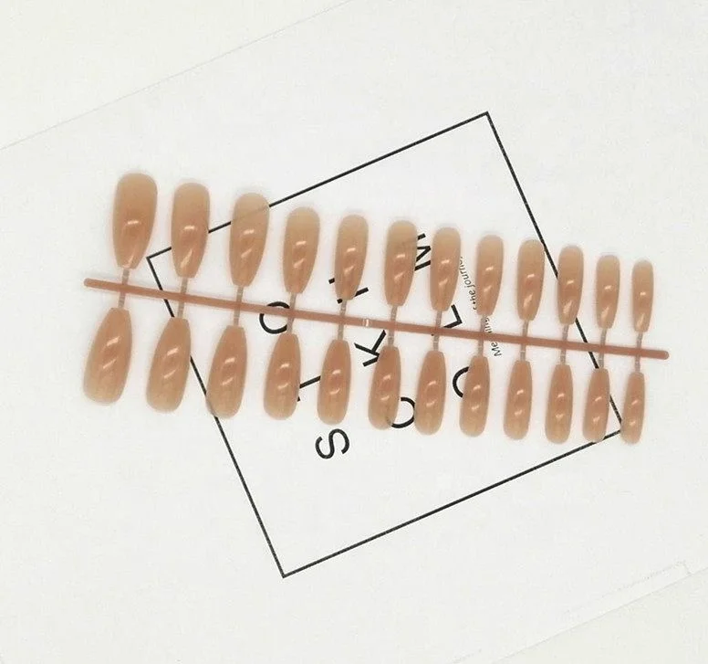 Long nail almond shape solid color 12 sizes brown color design press on nail autumn design nail art