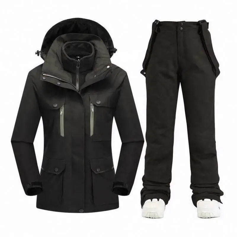 Women Hot Selling Winter Skiing Suit With Pocket Jacket With Plain Pant Wholesale Ski Suit Snow Suit for Ladies